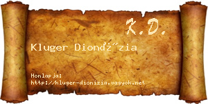 Kluger Dionízia névjegykártya